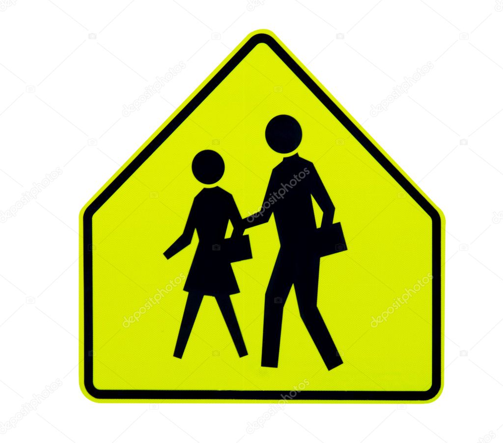 Pedestrian crossing traffic sign