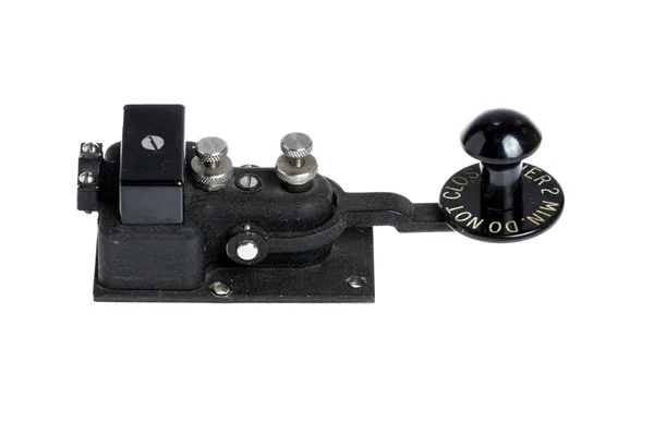 Antique telegraph key isolated on white — Stock Photo, Image