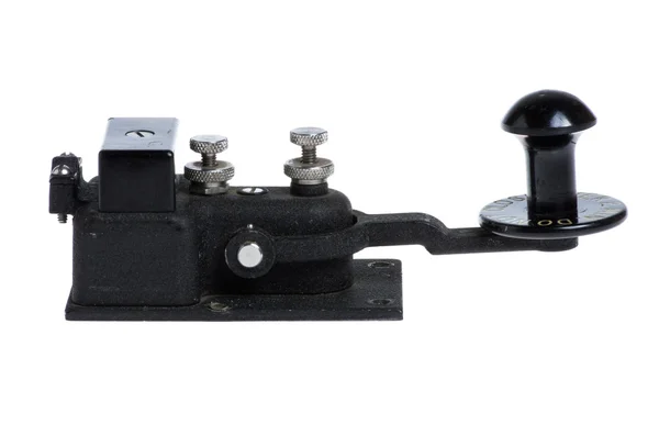Vintage telegraph key side view isolated — Stock Photo, Image