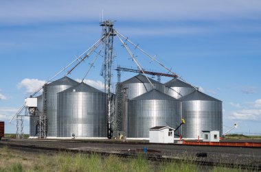 Metal grain storage silo facility clipart