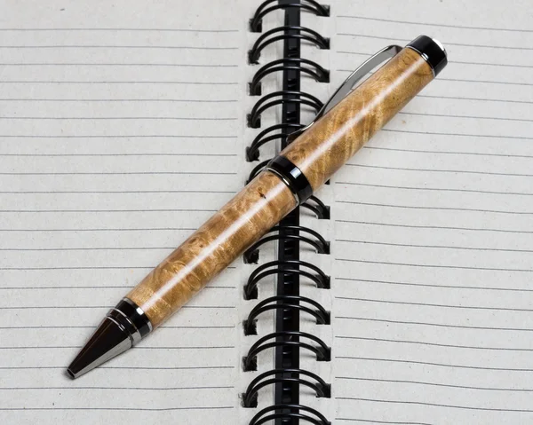 Cuaderno en espiral o diario con pluma —  Fotos de Stock