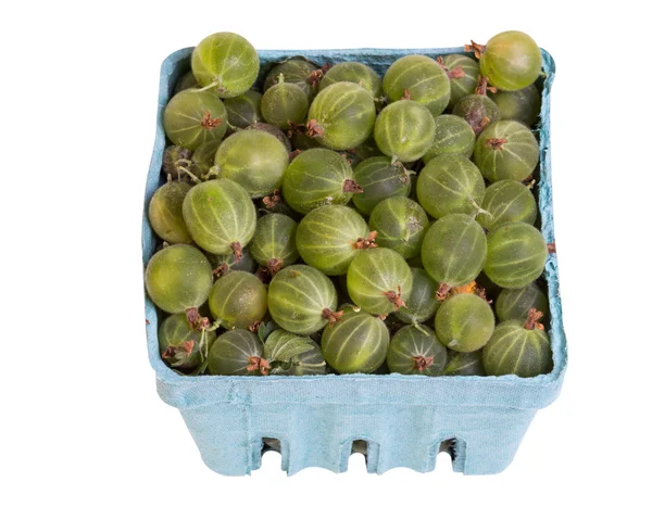 Green gooseberries isolated on white — Stock Photo, Image