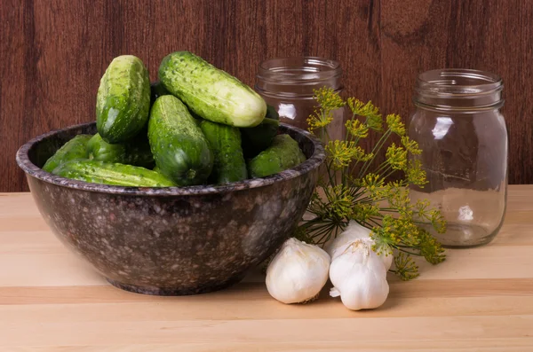 Pickles eller gurkor med vitlök — Stockfoto
