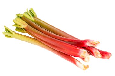 Rhubarb stalks isolated on white