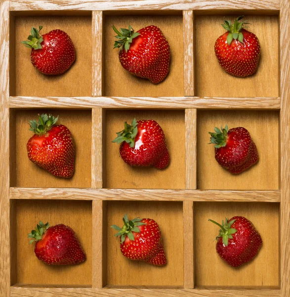 Verse aardbeien in schaduw vak — Stockfoto