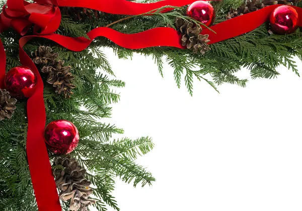 Bordo d'angolo di Natale con fiocco rosso — Foto Stock
