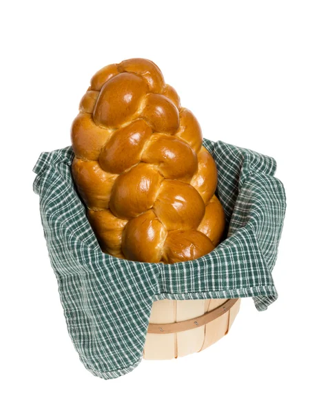 Challah bread in wicker basket — Stock Photo, Image