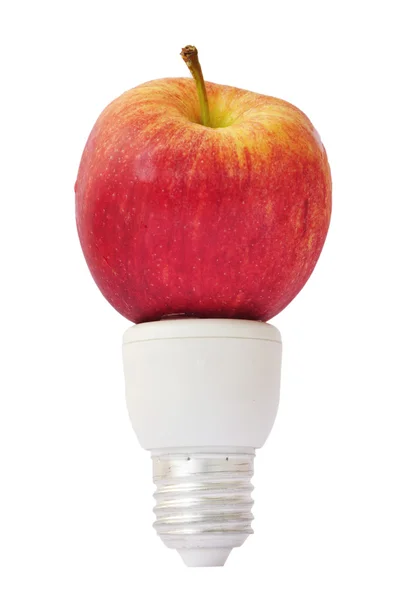 Лампа з червоним яблуком — стокове фото