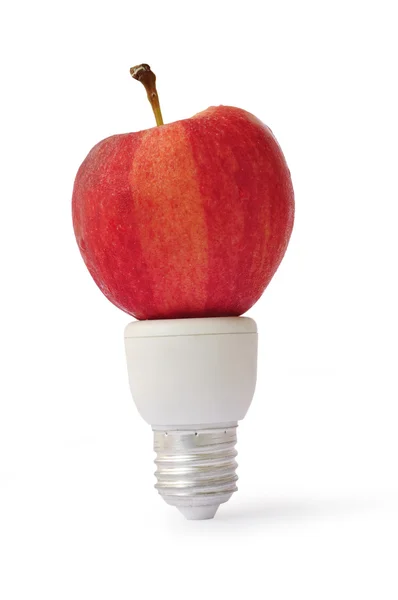 Лампа з червоним яблуком — стокове фото