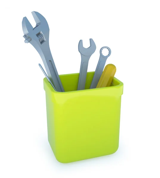 Hand tool in the plastic box — Stock Photo, Image