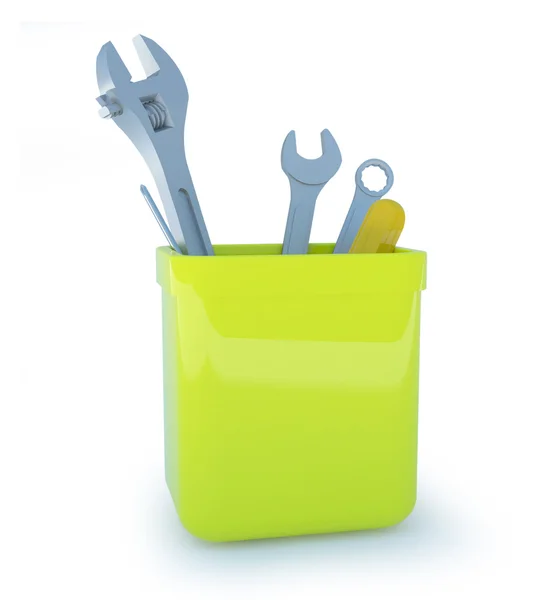 Hand tool in the plastic box — Stock Photo, Image