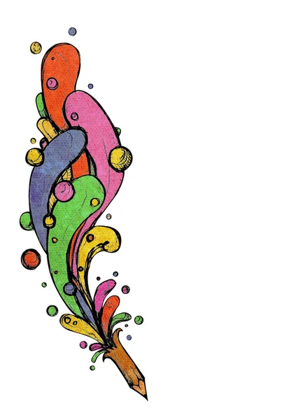 Аннотация карандаша и цветного пузыря — стоковое фото