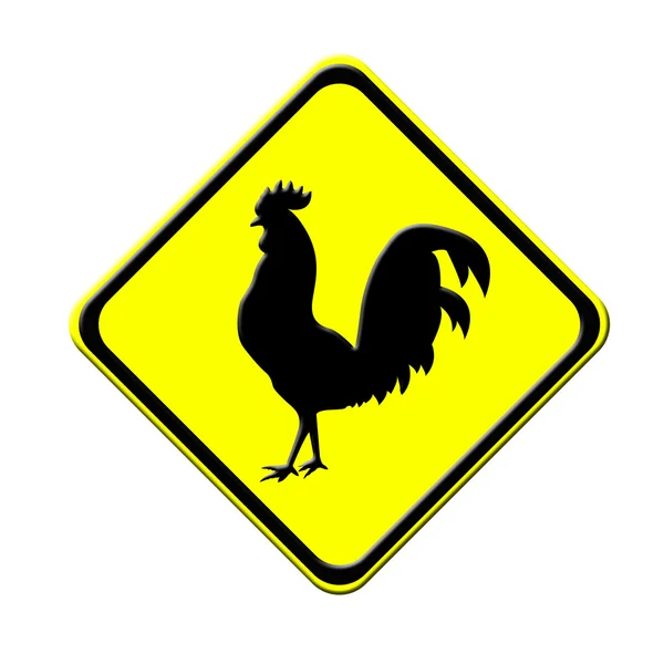 Pollo nel segnale di avvertimento — Foto Stock