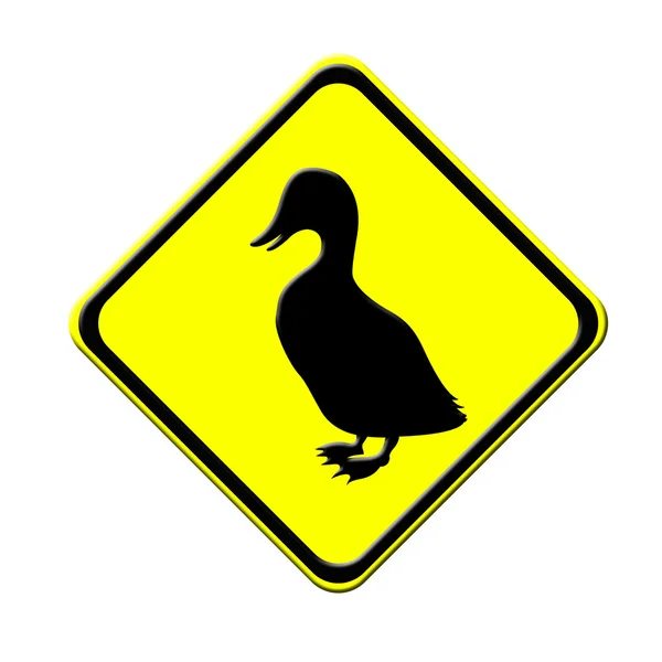 stock image Duck in warning traffic sign