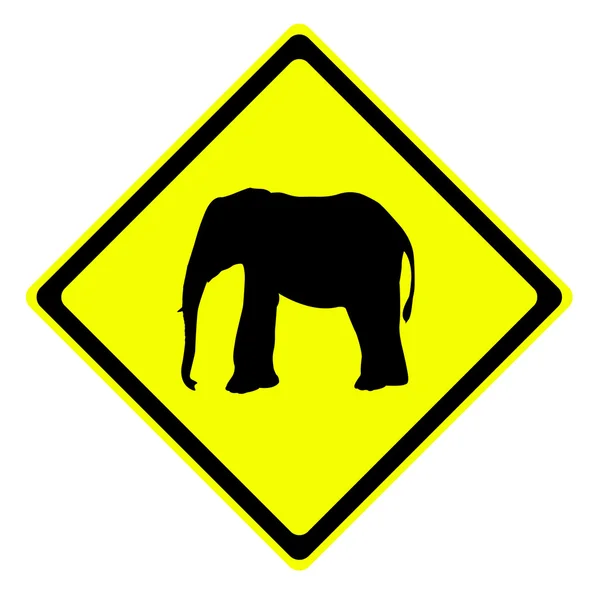 Elefant i varselskilt – stockfoto