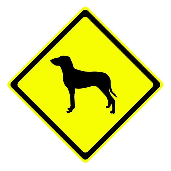 stock image Dog in warning traffic sign