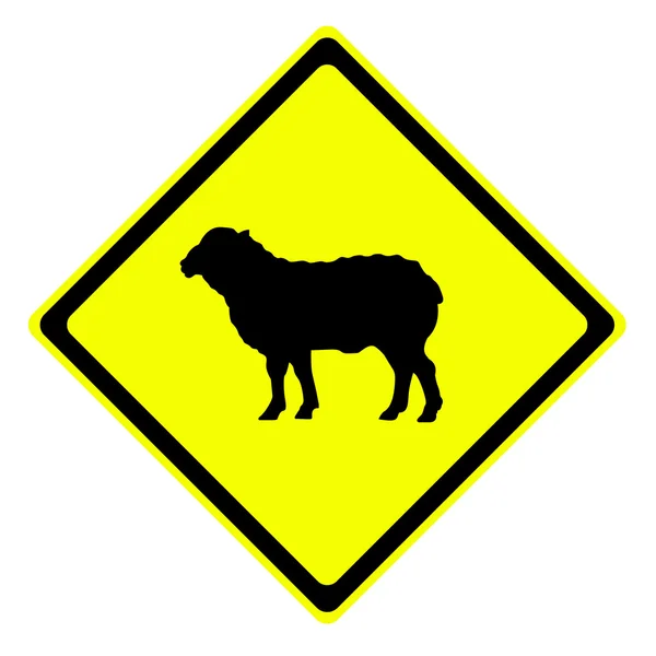 Sheep in warning traffic sign — Stock Photo, Image