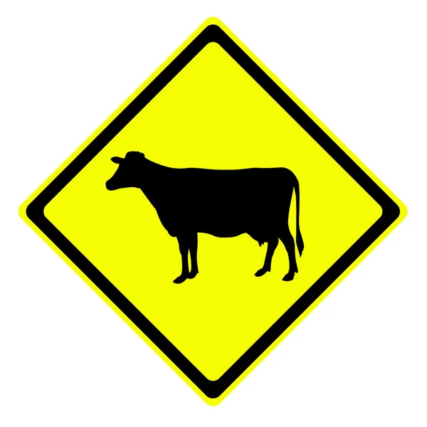 Cow in warning traffic sign — Stock Photo, Image