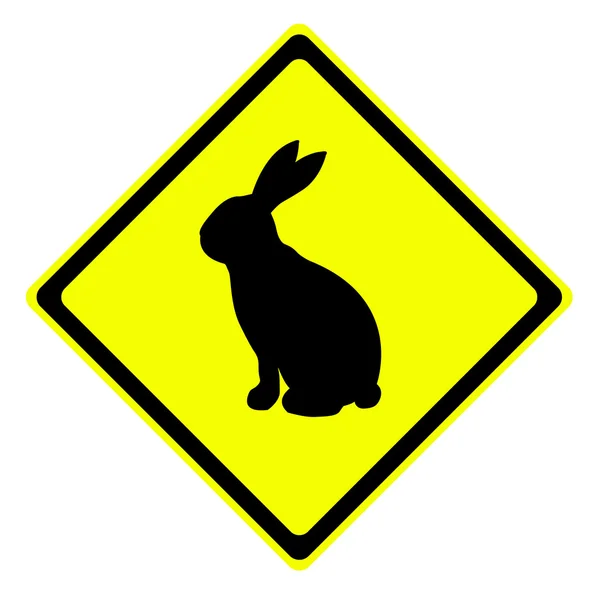 Kanin i varning trafik skylt — Stockfoto