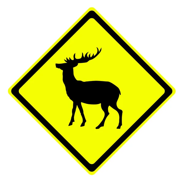 Herten in waarschuwing verkeersbord — Stockfoto