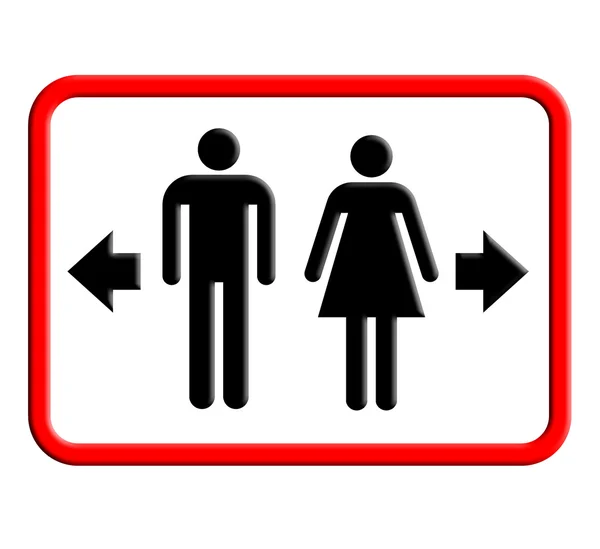 Placa de letrero de baño y aseo con icono — Foto de Stock