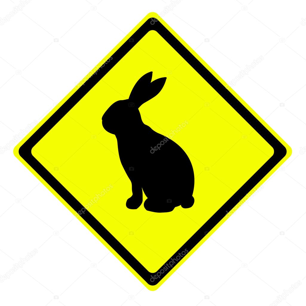 Download Rabbit in warning traffic sign — Stock Photo © supakitmod ...