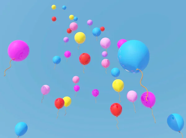 Gumowy balon z niebieski niebo tworzone przez trzy wymiarowe sof — Zdjęcie stockowe