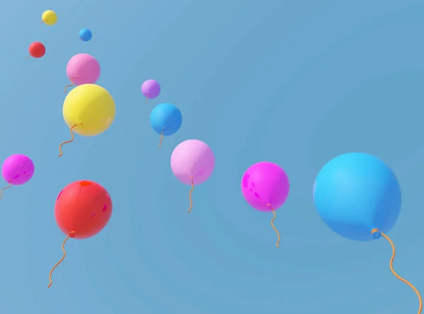 Gummi ballong med blå himmel som skapas av tre dimensionell sof — Stockfoto