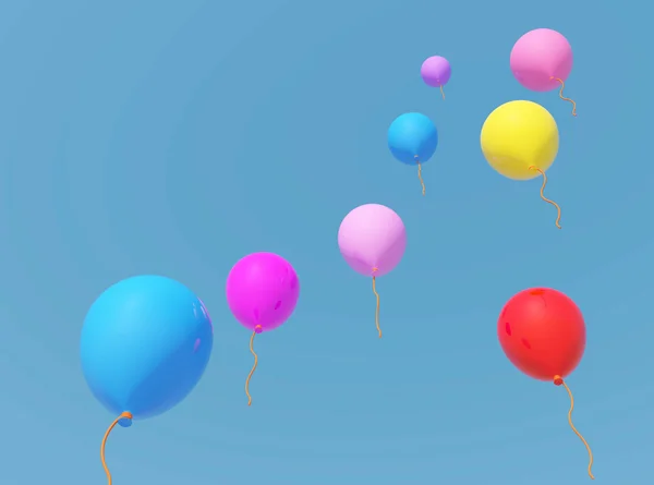 Gumowy balon z niebieski niebo tworzone przez trzy wymiarowe sof — Zdjęcie stockowe