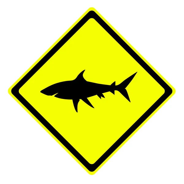 Tubarão em sinal de trânsito de aviso — Fotografia de Stock
