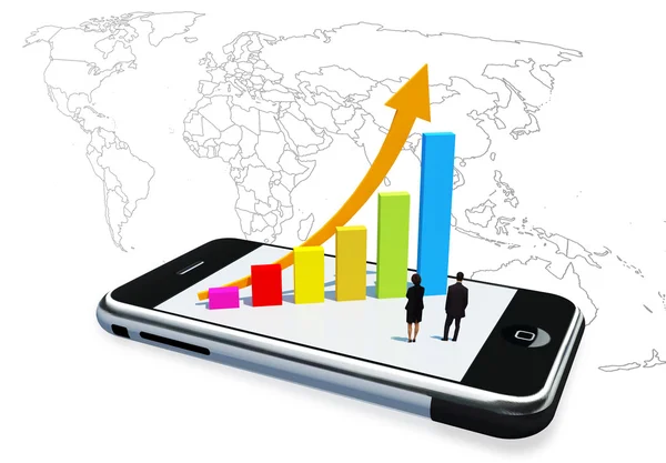Gráfico en Teléfono móvil — Foto de Stock