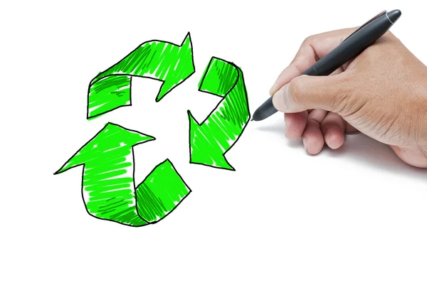 Zielony recykling rysunek — Zdjęcie stockowe