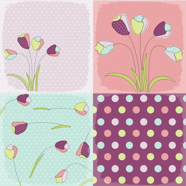 Motifs sans couture avec texture de tissu floral — Image vectorielle