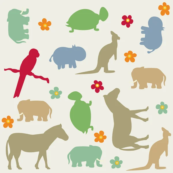 Seamless animal pattern for kids — Stock Vector