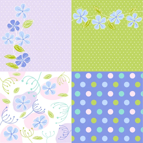 Seamless patterns with floral fabric texture — Stock Vector