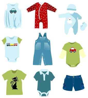 Baby boy elements, clothes clipart