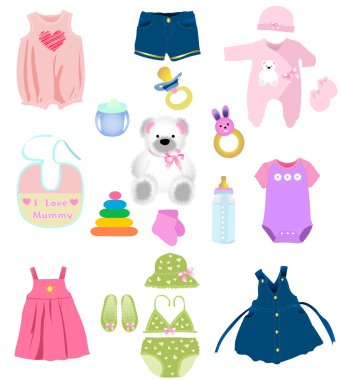 Baby girl elements clipart