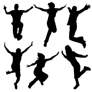 Silhouette jumping dance clipart