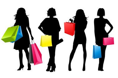 Silhouette girls shopping
