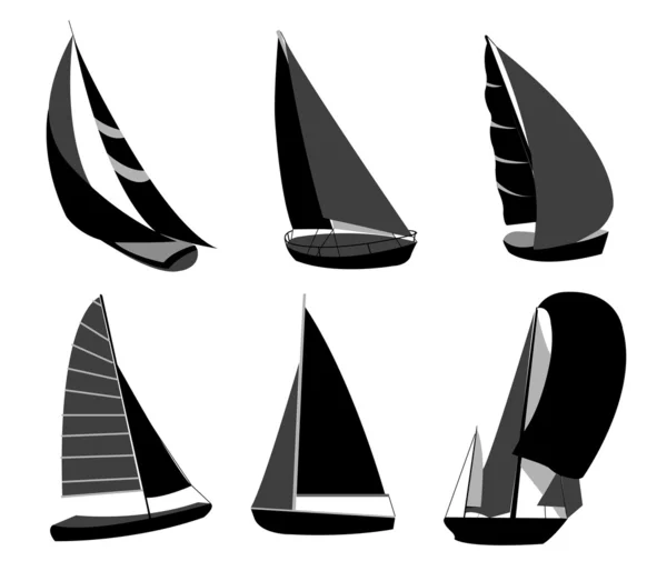 Sillhouettes човен — стоковий вектор