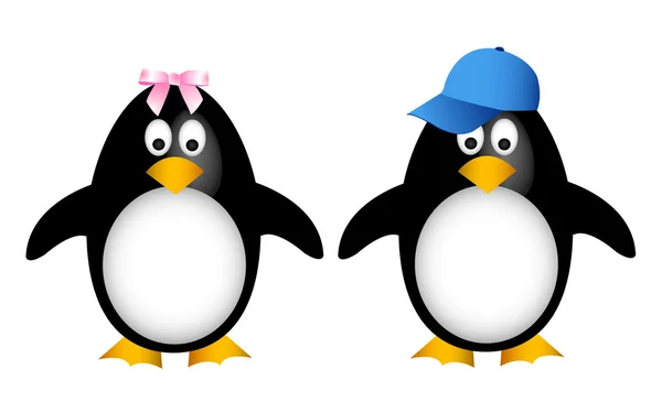 Familia de pingüinos con niños — Vector de stock