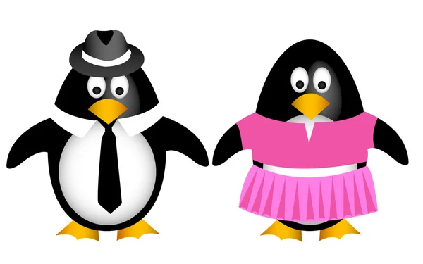 Famiglia di pinguini con madre padre — Vettoriale Stock