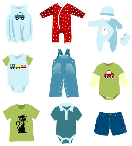 Bebek çocuk öğeleri, Giysi — Stok Vektör