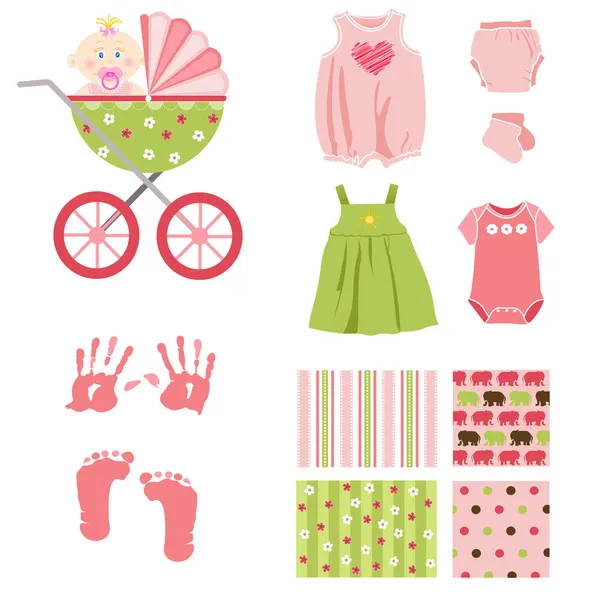 Elementos bebé niña — Archivo Imágenes Vectoriales