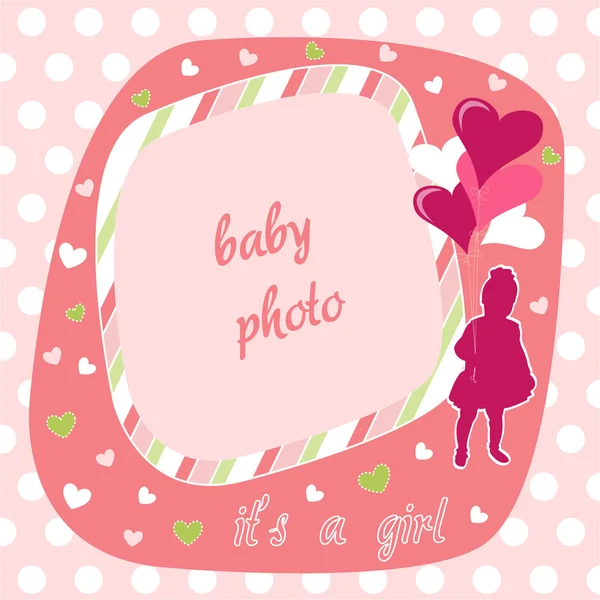 Cadre photo bébé fille — Image vectorielle