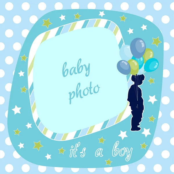 赤ちゃんの男の子の写真フレーム — ストックベクタ