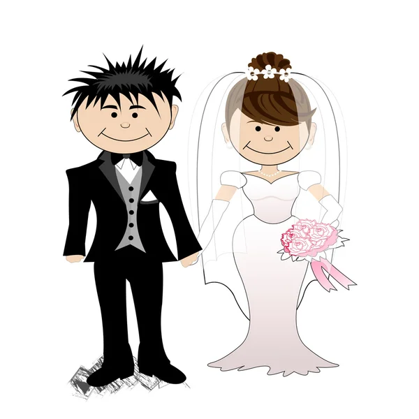 शादी - दुल्हन और दुल्हन — स्टॉक वेक्टर