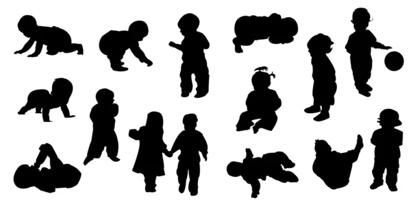 Silhouettes - baby — Stock Vector