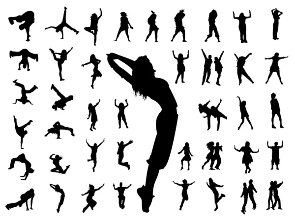 Skákací tance silueta — Stockový vektor