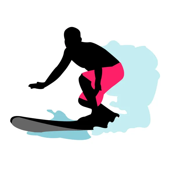 Silhouette surfista — Vettoriale Stock